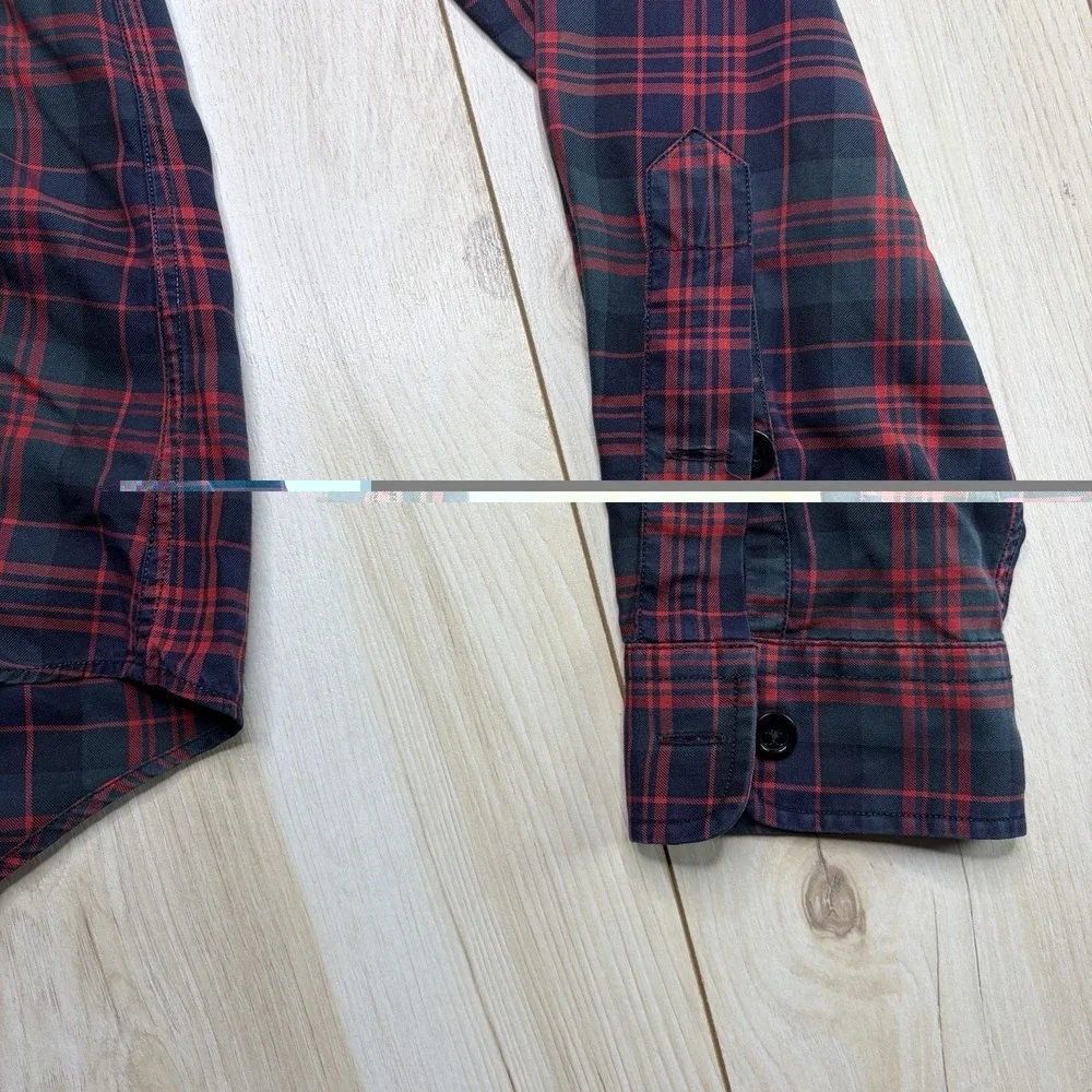 Polo By Ralph Lauren Trim Military Fine 2-ply 100s Plaid Button Up Shirt Mens L